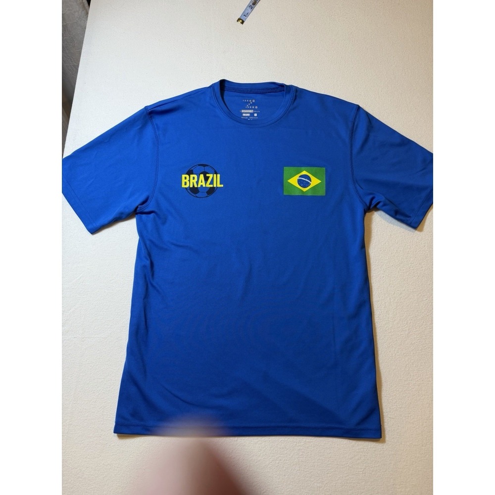 Brazil National Team Soccer Shirt Blue Yellow Green #10 Flag Graphic